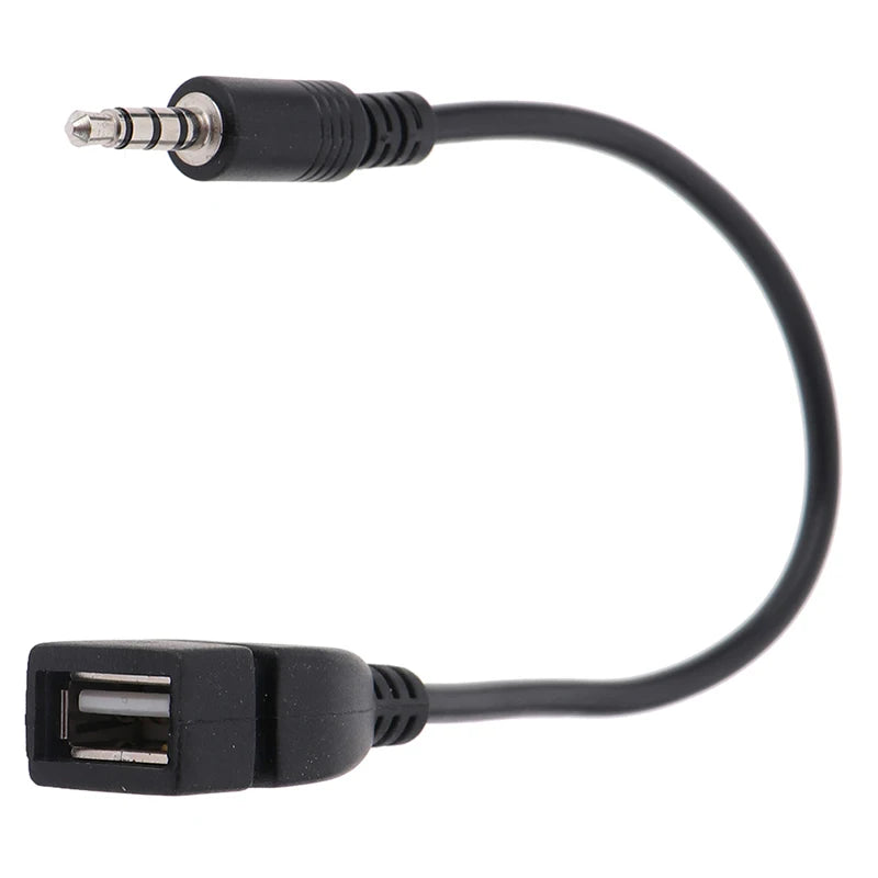 1PC Auto Car Electronics 3.5mm MP3 Male AUX Audio Plug Jack To USB 2.0 Female Converter Cable Cord For Play Music Audio Cable cable Gamers Point 3.850 