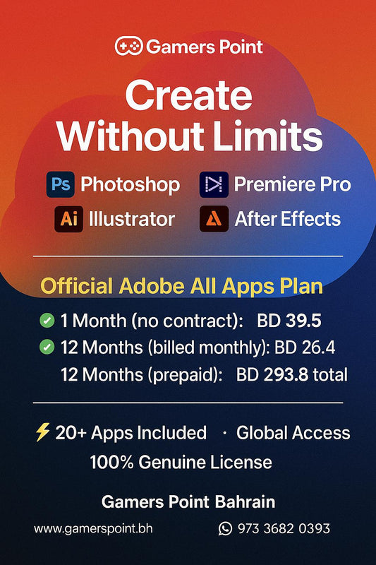 Adobe Creative Cloud — Official All Apps Subscription| Gamers Point Bahrain