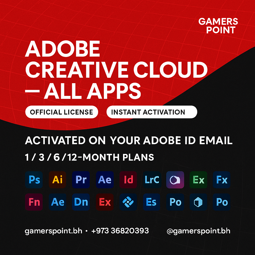 Adobe Creative Cloud — Official All Apps Subscription| Gamers Point Bahrain