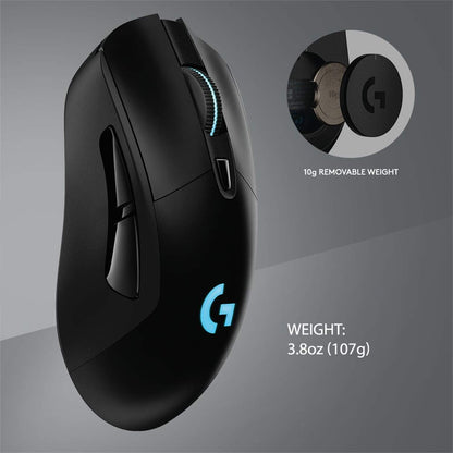 Logitech G703 Lightspeed Wireless Gaming Mouse W/Hero 25K Sensor, PowerPlay Compatible, Lightsync RGB, Lightweight 95G+10G Optional, 100-25, 600 DPI, Rubber Side Grips - Black Gaming Mice Gamers Point 45.000 