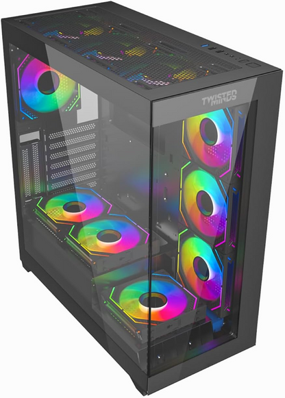 Twisted Minds Quantum 07 Mid Tempered Glass Gaming Case - Black TM-290XL-9-B