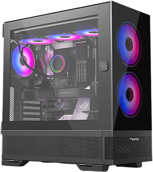 Twisted Minds Minimalist - 04 Mid-Tower E-ATX Gaming PC Case, Tempered Glass + Mesh Panels, Ample Cooling, Pre-installed 4*120mm ARGB Fans, bahain