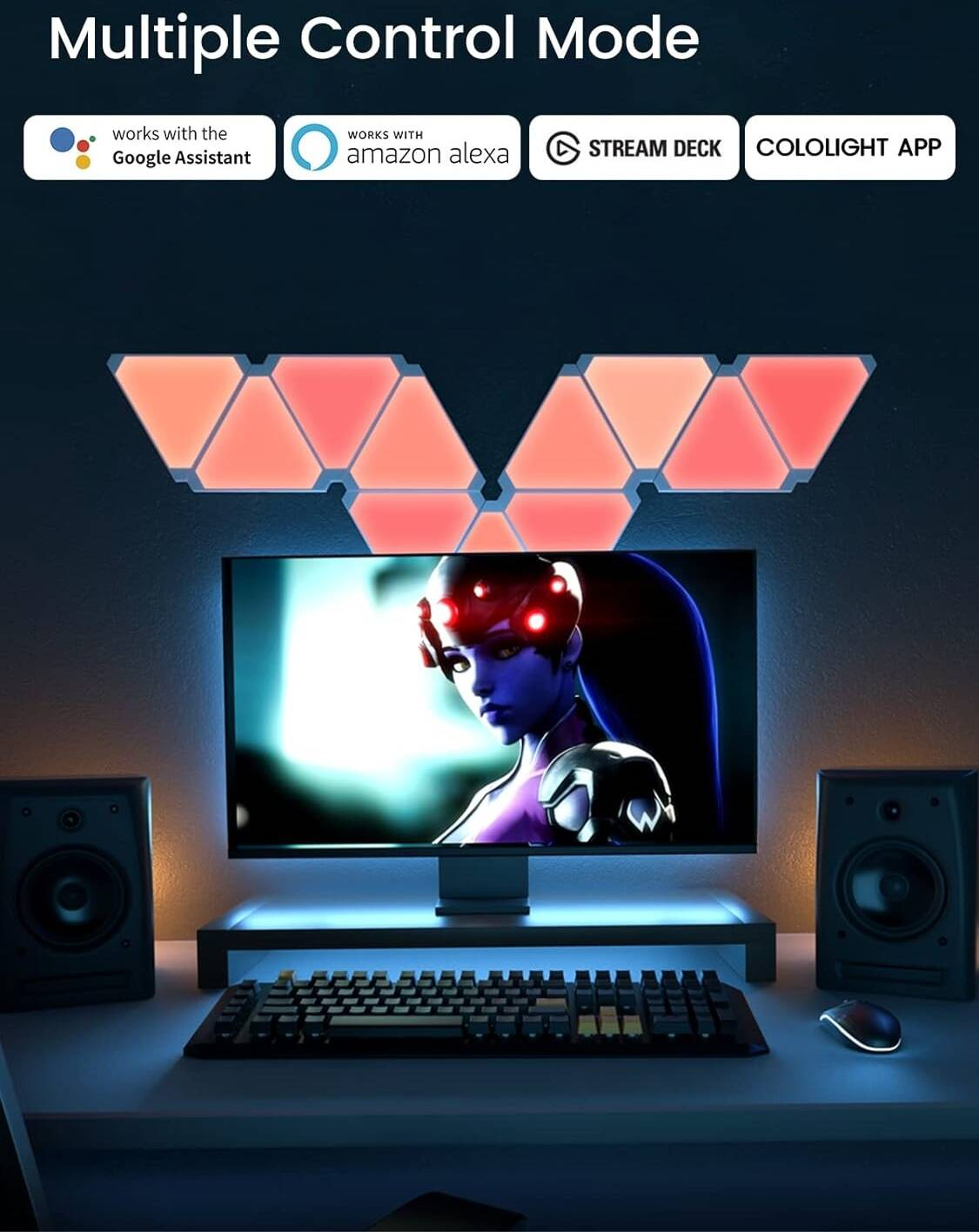 Lifesmart Cololight Triangle Light Kit, Screen-Sync Lighting, Wi-Fi 2.4GHz Connectivity, 16 Million Colors, USB Type-A Interface, 6 Panels Kit | LS165A6 LifeSmart Cololight Triangle Light Kit  Gamers Point