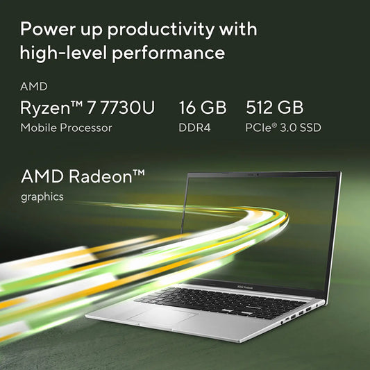 ASUS Vivobook 15 (2025) – Ryzen 7 7730U, 15.6" FHD, 16GB, 512GB SSD, Win 11, EN/AR Keyboard Asus Laptop  Gamers Point