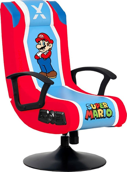 كرسي ألعاب ماريو القابل للطي X-Rocker Nintendo Super Mario Pedestal مزود بنظام صوت 2.1 مدمج | 2020108