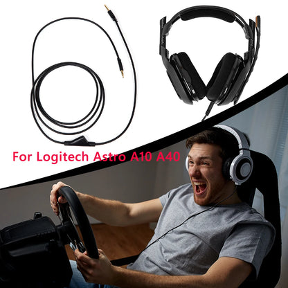 2m Gaming Headset Audio Cable with Mute Button for Logitech Astro A10 A40 Game Headphone Replacement 3.5mm AUX Line Wire - BAHRAIN