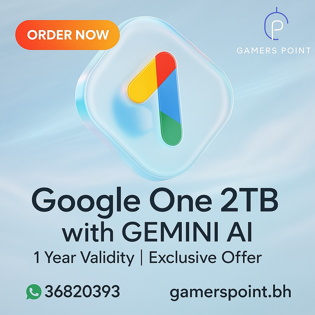Google One 2TB + Gemini AI 1-Year digital code — instant email delivery in Bahrain by Gamers Point. Google Software  Gamers Point