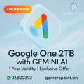 Google One 2TB + Gemini AI 1-Year digital code — instant email delivery in Bahrain by Gamers Point. Google Software  Gamers Point
