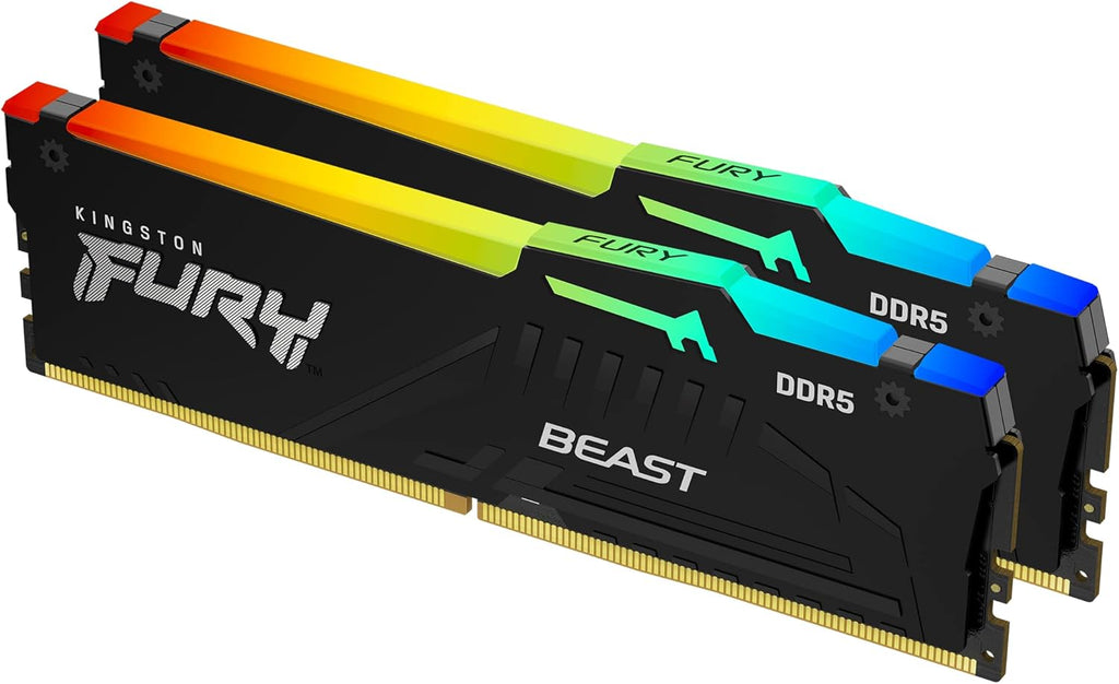 Kingston FURY Beast RGB 16GB (2x8GB) 5600MT/s DDR5 CL40 مجموعة ذاكرة الوصول العشوائي للألعاب المكتبية | رام كينغستون فيوري بيست RGB 16GB (2x8GB) DDR5 5600MT/s CL40 للكمبيوتر المكتبي للألعاب