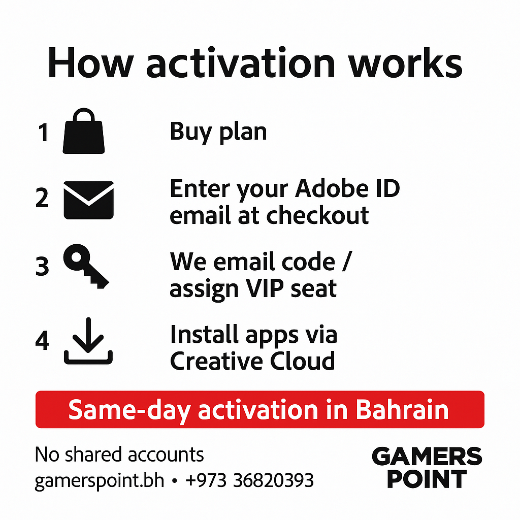 Adobe Creative Cloud — Official All Apps Subscription| Gamers Point Bahrain