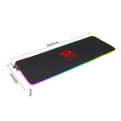 REDRAGON RGB LED LARGE GAMING MOUSE PAD SOFT MATT WITH NONSLIP BASE, STITCHED EDGES (800 X 300 X 3MM) MOUSEPAD Gamers Point 12.000 