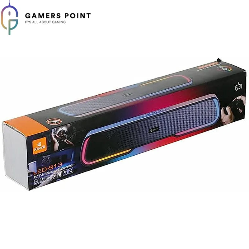 Kisonli led-913 bluetooth karaoke wireless soundbar speaker – black RGB BASS 2 SPEAKERS Gamers Point 15.000 