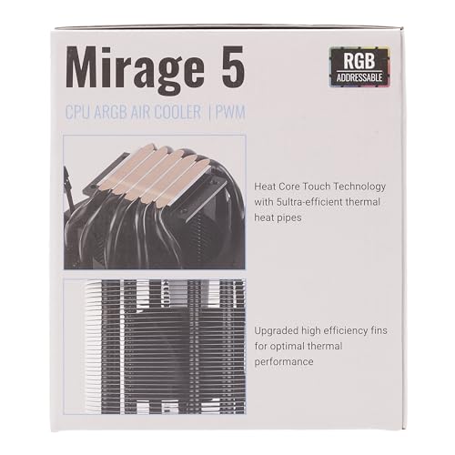 Aerocool Mirage 5 ARGB CPU Cooler, CPU Fan, PWM 4-Pin, 100mm x 145mm Fans & Cooling Gamers Point 16.500 