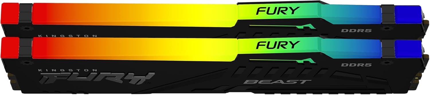 Kingston FURY Beast RGB 16GB (2x8GB) 5600MT/s DDR5 CL40 مجموعة ذاكرة الوصول العشوائي للألعاب المكتبية | رام كينغستون فيوري بيست RGB 16GB (2x8GB) DDR5 5600MT/s CL40 للكمبيوتر المكتبي للألعاب