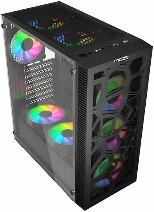 Twisted Minds-03 Spider ATX Mid Tower Gaming Case, Tempered Glass Side Panel, Efficient Cooling, Magic Dust Filter, 4* 120mm Pre-inst ARGB Fans