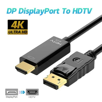 Vention Display Port to HDMI 4K 60Hz DP to HDMI Cable for PC Laptop HDTV Monitor Projector Video Audio Cable DisplayPort to HDMI - BAHRAIN CABLE Gamers Point 15.000 