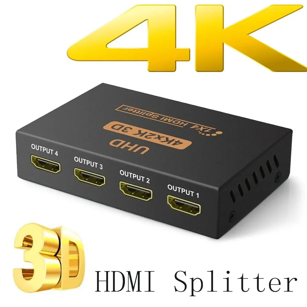 4K HDMI-Compatible Splitter Full HD 1080p Vide Switch Switcher 1X2 1X4 Dual Display For HDTV DVD PS3 PS4 PS5Xbox - Computer Cables & Connectors Gamers Point 5.000 