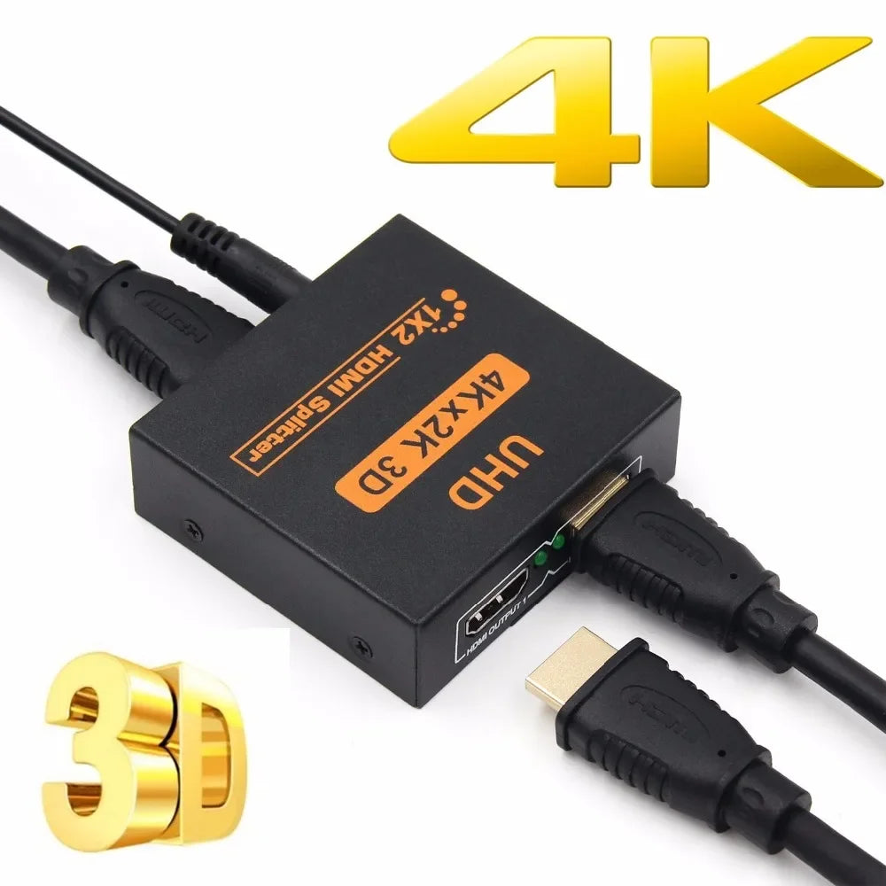 4K HDMI-Compatible Splitter Full HD 1080p Vide Switch Switcher 1X2 1X4 Dual Display For HDTV DVD PS3 PS4 PS5Xbox - Computer Cables & Connectors Gamers Point 5.000 1X2-4K