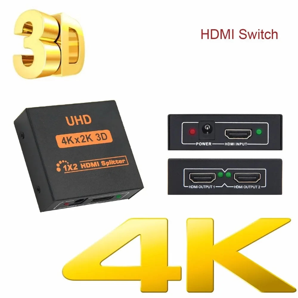 4K HDMI-Compatible Splitter Full HD 1080p Vide Switch Switcher 1X2 1X4 Dual Display For HDTV DVD PS3 PS4 PS5Xbox - Computer Cables & Connectors Gamers Point 5.000 