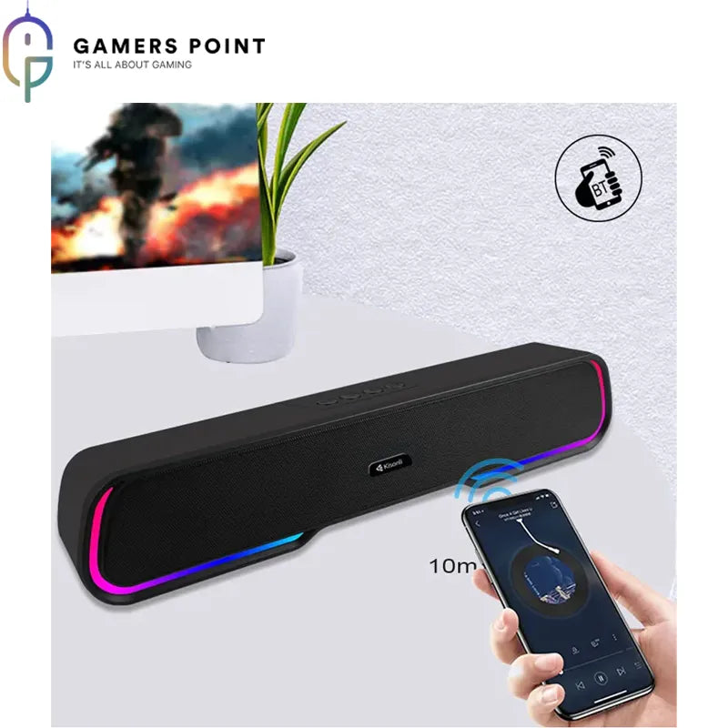 Kisonli led-913 bluetooth karaoke wireless soundbar speaker – black RGB BASS 2 SPEAKERS Gamers Point 15.000 