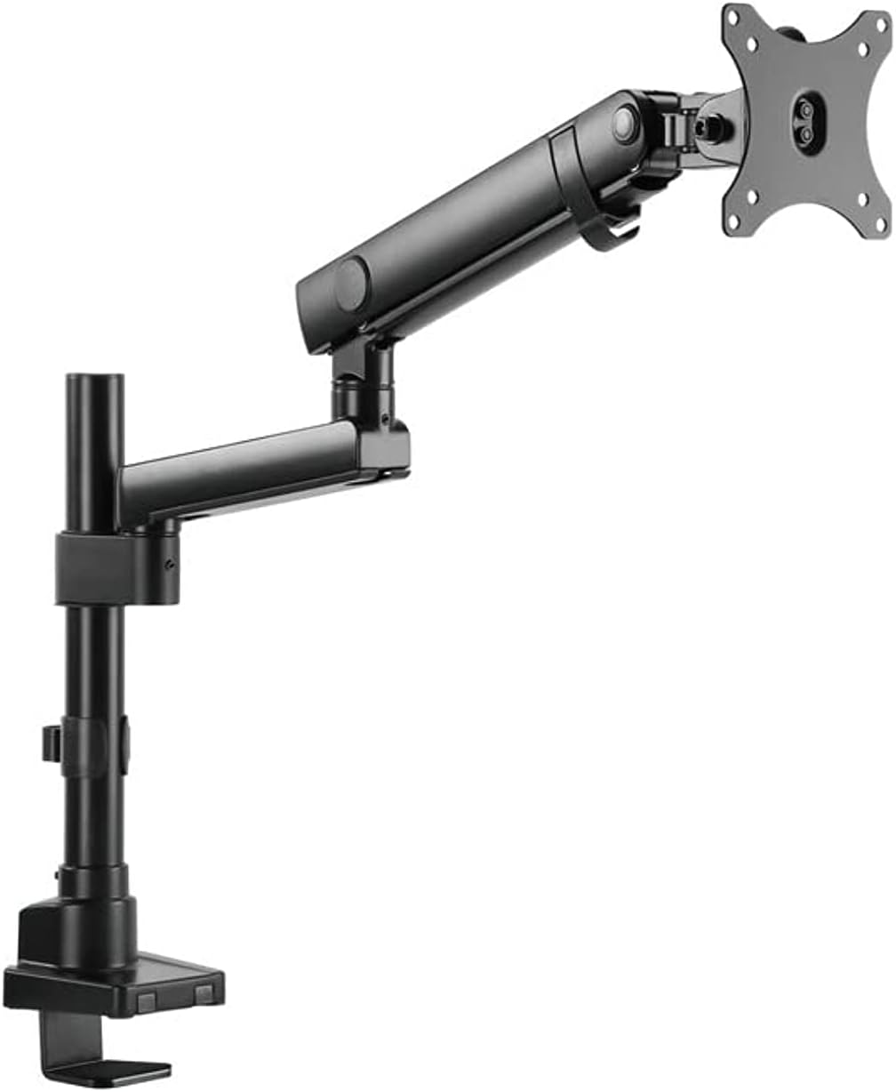 Twisted Minds Aluminum Single 17-32 Inch Lcd Slim Pole Monitor Desk Mount Fully Adjustable Gas Spring Stand For Display , 17.6Lbs Weight Capacity-Assisted Monitor Arm