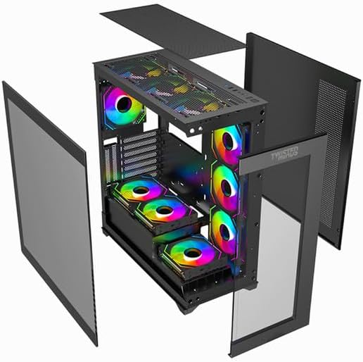 Twisted Minds Quantum 07 Mid Tempered Glass Gaming Case - Black TM-290XL-9-B