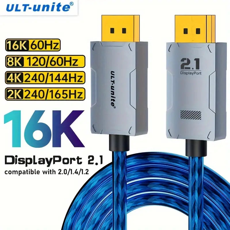 Displayport Cable 2.1, 16K DP 2.0 Cable [16K@60Hz, 8K@120Hz4K@240Hz 165Hz 144Hz] Support 80Gbps, HDCP DSC 1.2a, HDR10FreeSync G-Sync For Gaming Monitor 3090 Graphics PC Accessories Gamers Point 9.000 