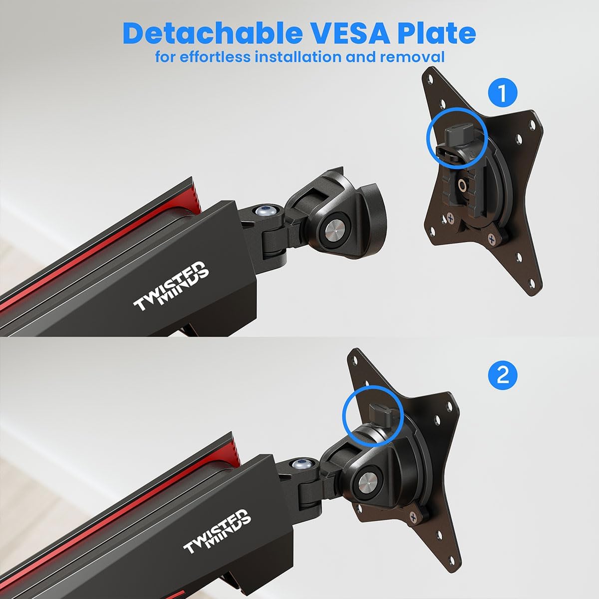 Twisted Minds 17"-32" Single Monitor Pro Gaming Rgb Desk Mount - AdJustable Die-Cast Aluminum Gas Spring With Usb 3.0- Vesa/C-Clamp/Grommet/Cable Management Twisted Minds Twisted Mind Single RGB Monitor Mount  Gamers Point