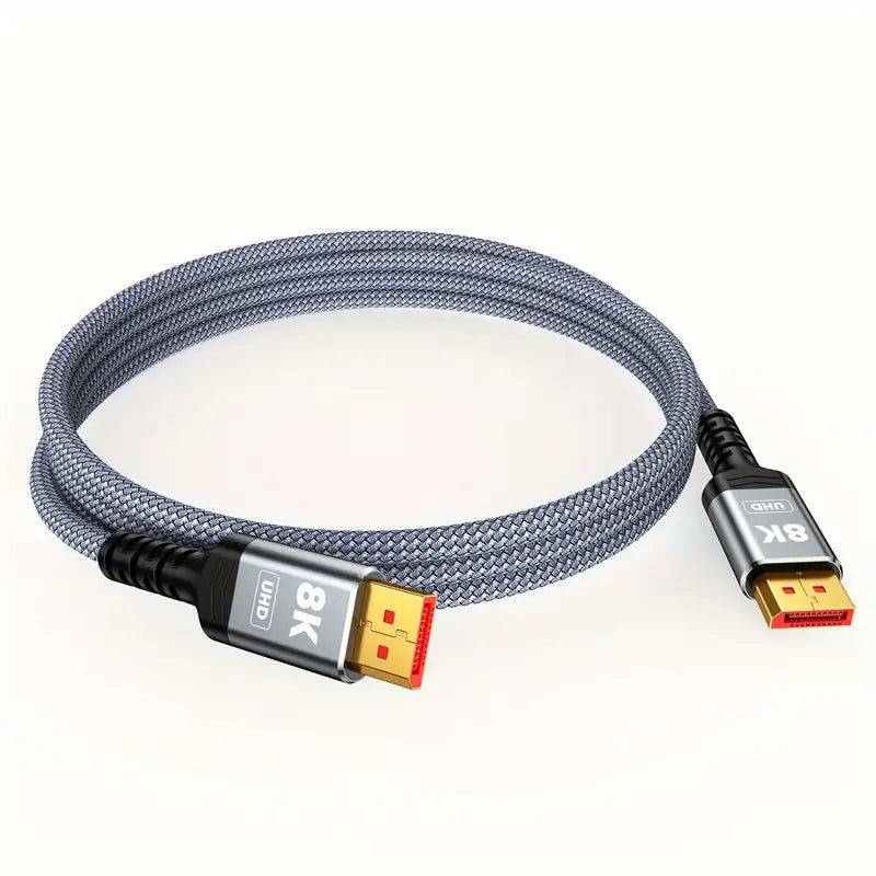 VESA Certified DisplayPort Cable 1.4, 8K DP Cable 201.17cm (8K@60Hz, 4K@144Hz, 2K@240Hz) HBR3 Support 32.4Gbps, HDCP 2.2, HDR10 FreeSync G-Sync For Gaming Monitor 3090 Graphics PC (Grey) (100.58cm/201.17cm/3.05meter) Cables & Interconnects Gamers Point 9.000 