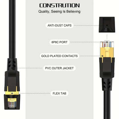 High-Speed 40Gbps Cat8 Ethernet Cable - 2000Mhz Network RJ45 Shielded Internet Cable for Computer, Router, Modem, Gaming Xbox PS5/PS4/PS3 - Sharoher Cables & Interconnects Gamers Point 15.000 