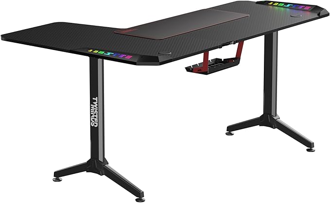 Twisted Minds WARRIOR L Shaped Gaming Desk RGB Right Black - TM-Y-RB-RGB GPC