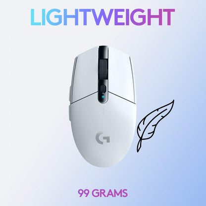 Logitech G305 LIGHTSPEED Wireless Gaming Mouse, Hero 12K Sensor, 12,000 DPI, Lightweight, 6 Programmable Buttons, 250h Battery Life, On-Board Memory, PC/Mac - White