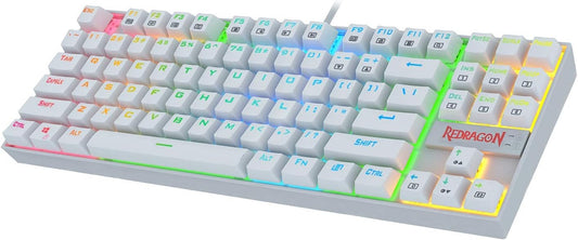 Redragon K552 Mechanical Gaming Keyboard 60% Compact 87 Key Kumara Wired Cherry MX Blue Switches Equivalent for Windows PC Gamers (RGB Backlit White) Gaming Keyboards Gamers Point 25.000 