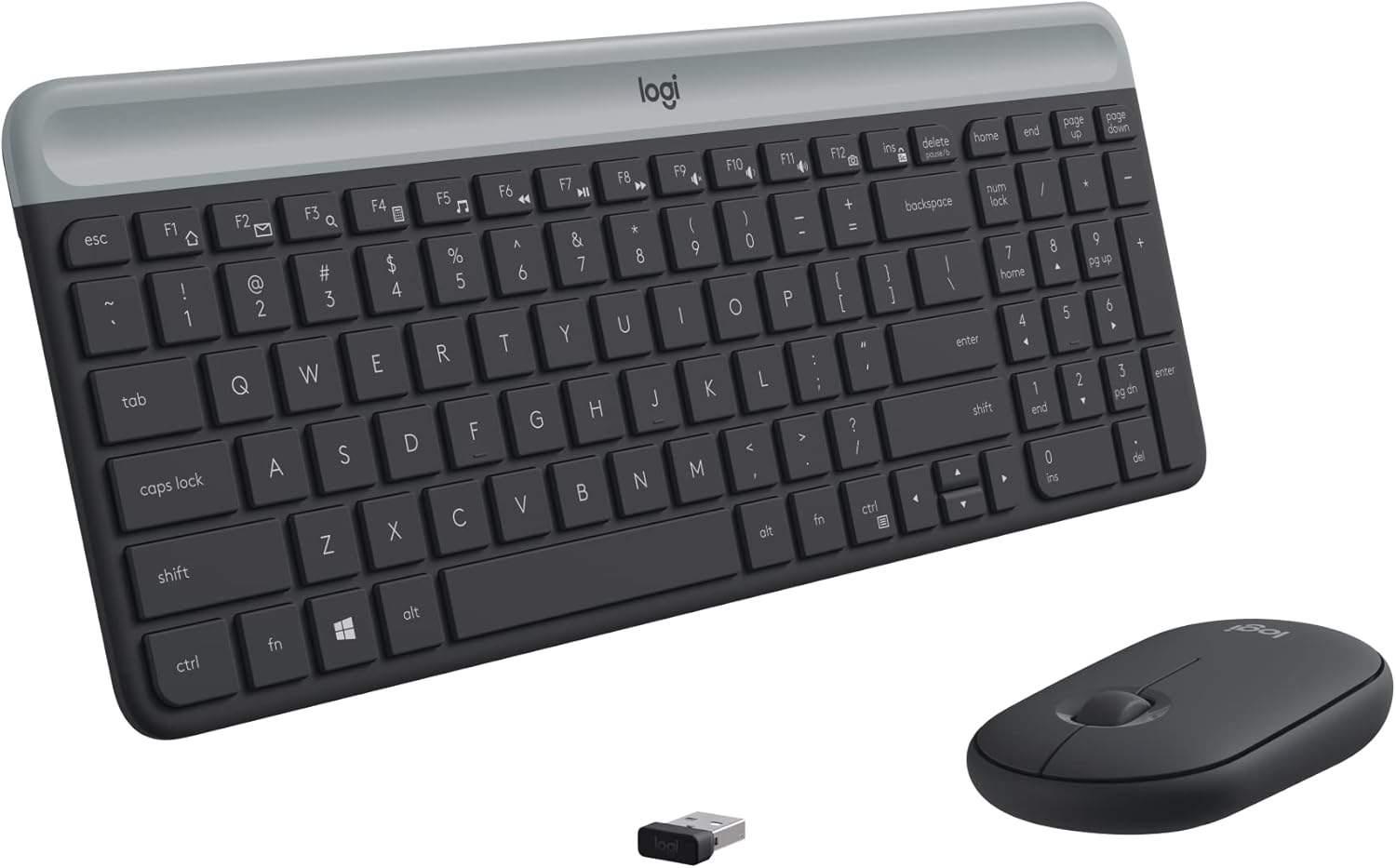 Logitech MK470 Slim Wireless Keyboard and Mouse Combo - Modern Compact Layout, Ultra Quiet, 2.4 GHz USB Receiver, Plug n' Play Connectivity, Compatible with Windows - Graphite Personal Computer Gamers Point 14.000 