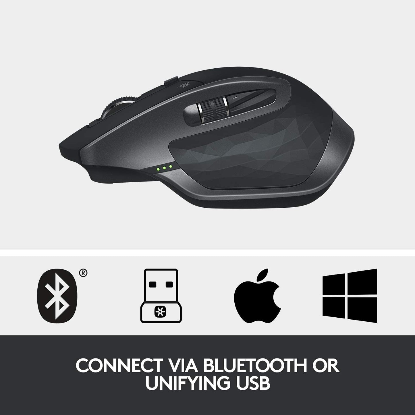 Logitech MX Master 2S Wireless Mouse – Use on Any Surface, Hyper-Fast Scrolling, Ergonomic Shape, Rechargeable, Control Upto 3 Apple Mac and Windows Computers (Bluetooth or USB), Graphite