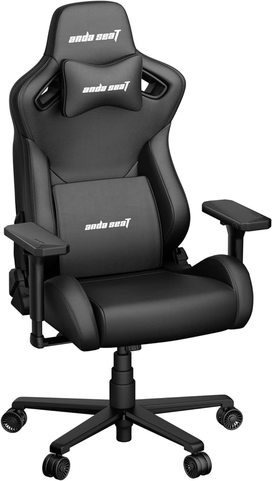 Anda Seat Kaiser Frontier Black Leather Gaming Chair - XL Premium Ergonomic Gamer Chair for Adults, Plus Size Video Game Chairs, Memory Foam Neck Pillow & Lumbar Back Support - Office Computer Chair