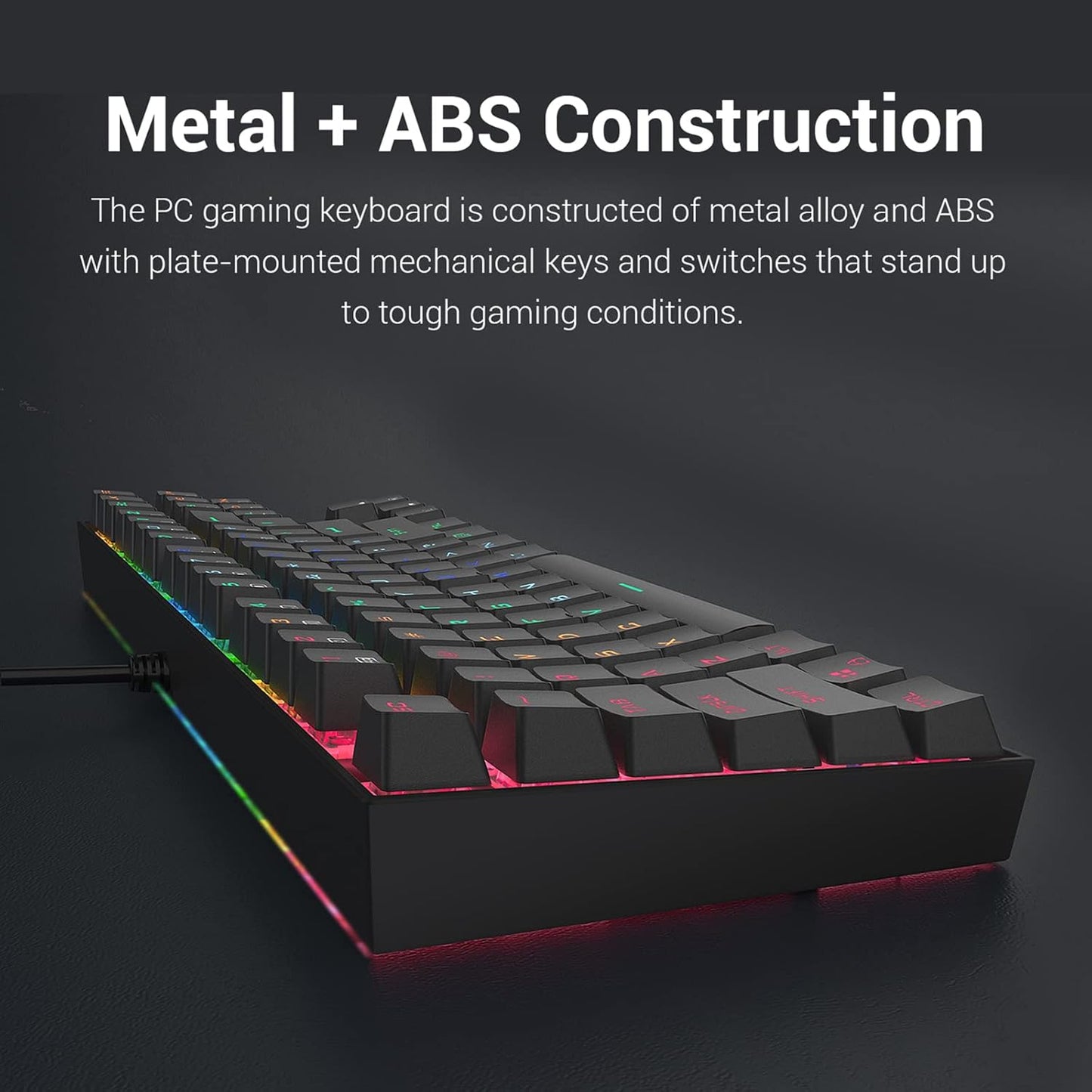 Redragon K552 Mechanical Gaming Keyboard 60% Compact 87 Key Kumara Wired Cherry MX Blue Switches Equivalent for Windows PC Gamers (RGB Backlit Black) Gaming Keyboards Gamers Point 23.000 