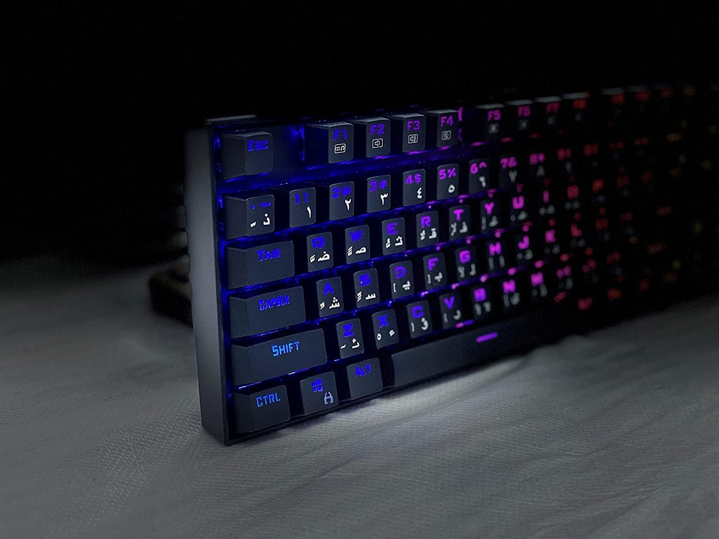 Redragon KUMARA K552-RGB Arabic & English Tenkeyless Compact Mechanical Gaming Keyboard with Tactile Blue Switches - 87 Anti Ghosting Backlit Keys, 19 Lighting Modes - Black (كيبورد قيمنق ميكانيكي)