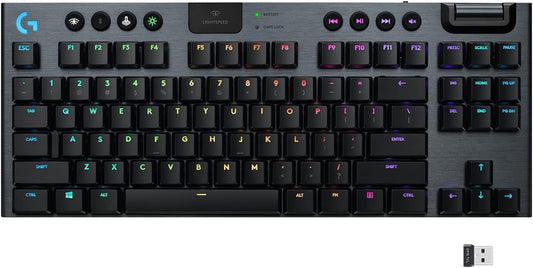 Logitech G915 TKL Tenkeyless Lightspeed RGB Mechanical Gaming Keyboard, Low Profile Switch Options, LIGHTSYNC RGB, Advanced Wireless and Bluetooth Support - Gaming Keyboards Gamers Point 75.000 