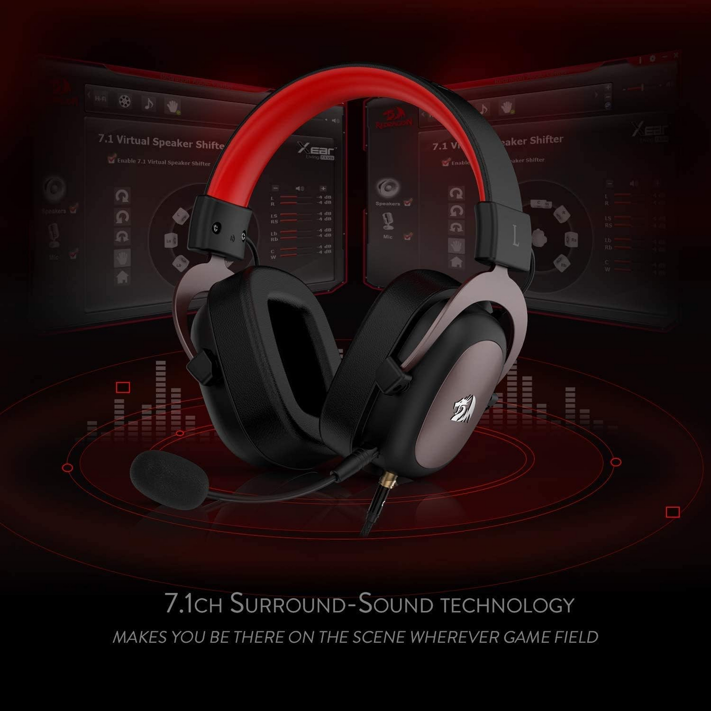 Redragon H510 Zeus Wired Gaming Headset - 7.1 Surround Sound - Memory Foam Ear Pads - 53MM Drivers - Detachable Microphone, Works for Multi-Platforms PC-ps4-pS5