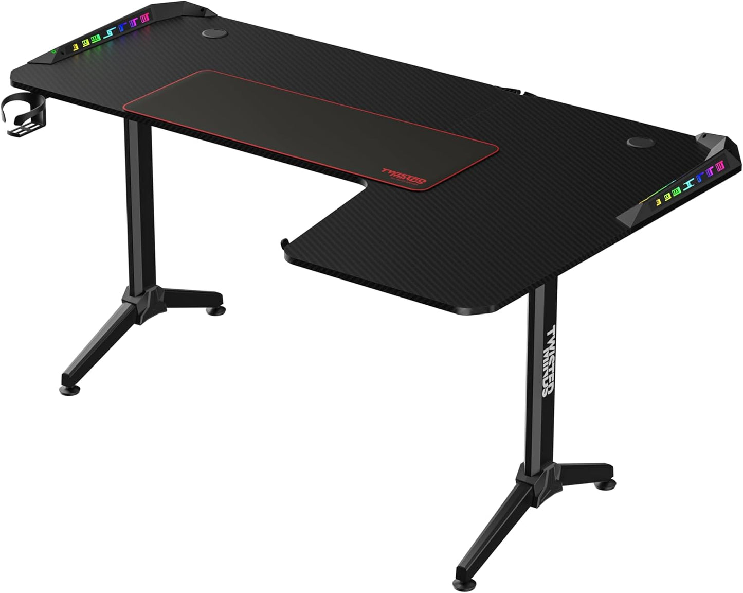 Twisted Minds WARRIOR L Shaped Gaming Desk RGB Right Black - TM-Y-RB-RGB GPC