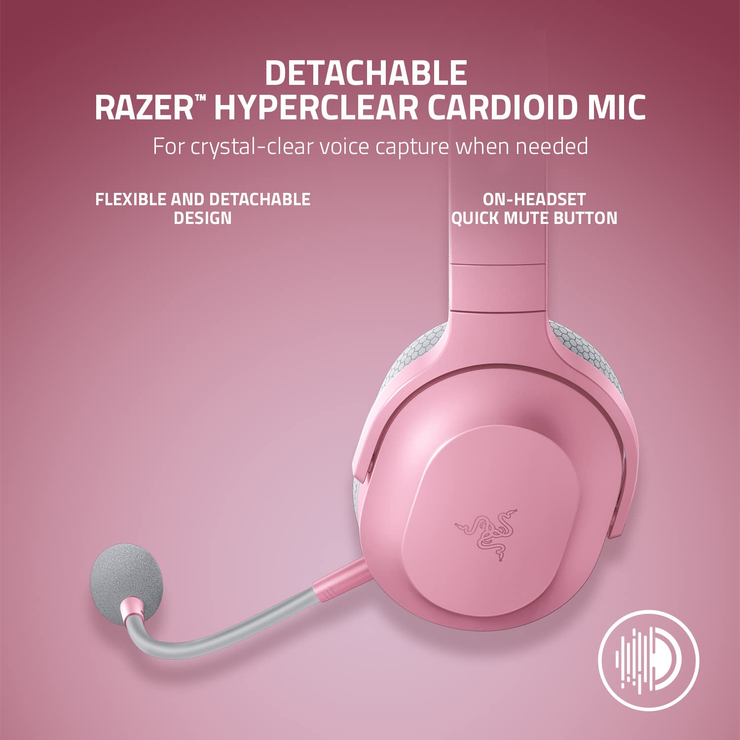 Razer Barracuda X Wireless Gaming & Mobile Headset (PC, Playstation, Switch, Android, iOS): 2.4GHz Wireless + Bluetooth - Lightweight - 40mm Drivers - Detachable Mic - 50 Hr Battery - Quartz Pink MP HEADSET Gamers Point 51.000 