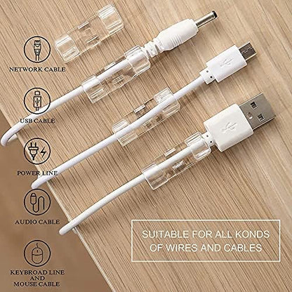 Cable Organizer Clips Cable Management Desktop & Workstation ABS Wire Manager Cord Holder USB Charging Data Line Bobbin Winder 20PCS/100PCS (20-pcs, White) Cable Straps Gamers Point 10.000 