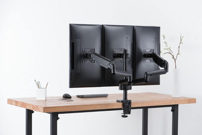 Twisted Minds Triple 17"-32" Monitor Arm Aluminum Desk Mount fits Three Monitor Full Motion Adjustable With USB 3.0- VESA/C-Clamp/Grommet/Cable Management, Black, TM-26-C018UP