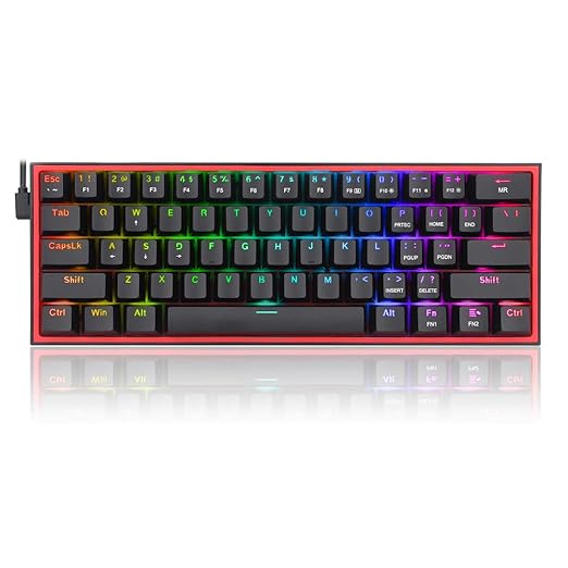 Redragon K617 Fizz 60% Wired RGB Gaming Keyboard, 61 Keys Compact Mechanical Keyboard, (Linear RED Switch), Pro Driver/Software Supported || Black