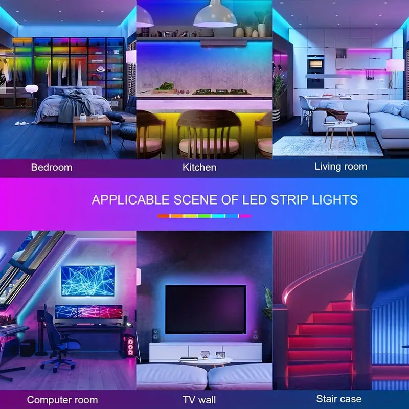 LED Lights For Bedroom, 4.88meter-30.48meter Smart APP Control Music Sync Color Changing Strip Lights With Remote And Timing, for Room Home Party Decoration Commercial Lighting Gamers Point 9.000 