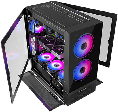 Twisted Minds Minimalist - 04 Mid-Tower E-ATX Gaming PC Case, Tempered Glass + Mesh Panels, Ample Cooling, Pre-installed 4*120mm ARGB Fans, bahain