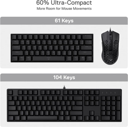 Redragon K630 Dragonborn 60% Wired RGB Gaming Keyboard, 61 Keys Compact Mechanical Keyboard with Linear Red Switch, Pro Driver Support, Black Personal Computer Gamers Point 44.990 