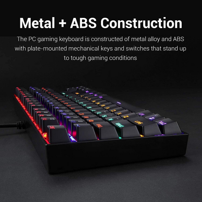 Redragon KUMARA K552-RGB Arabic & English Tenkeyless Compact Mechanical Gaming Keyboard with Tactile Blue Switches - 87 Anti Ghosting Backlit Keys, 19 Lighting Modes - Black (كيبورد قيمنق ميكانيكي)