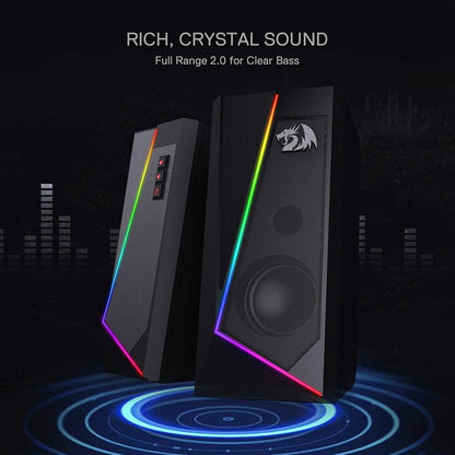 Redragon GS520 RGB Desktop Speakers, 2.0 Channel PC Computer Stereo Speaker with 6 Colorful LED Modes, Enhanced Sound and Easy-Access Volume Control, USB Powered w/ 3.5mm Cable Computer Speakers Gamers Point 13.900 